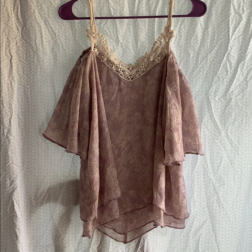 Lace cold shoulder top